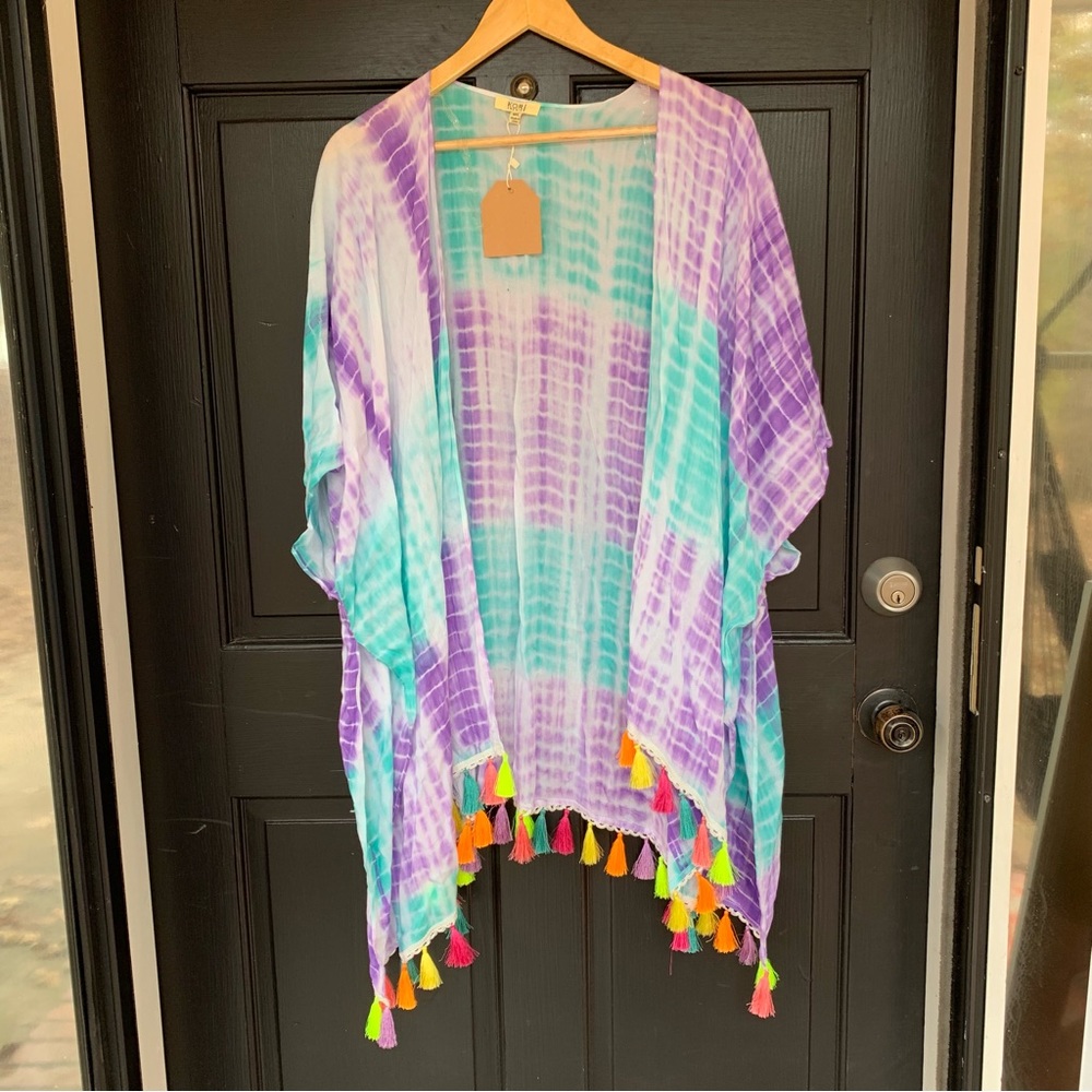 Kori America Tie Dye Tassel Cardigan